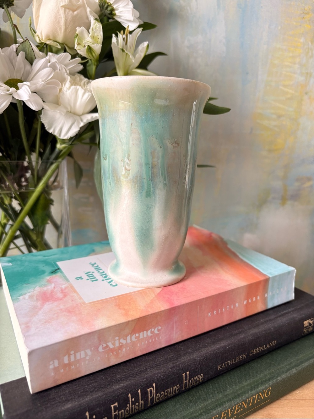 Artisan Fluted Drip-Glaze Ceramic Pottery Vase